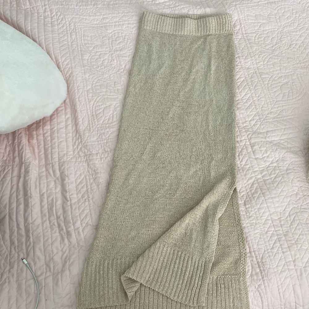 Beige Knit Long Skirt